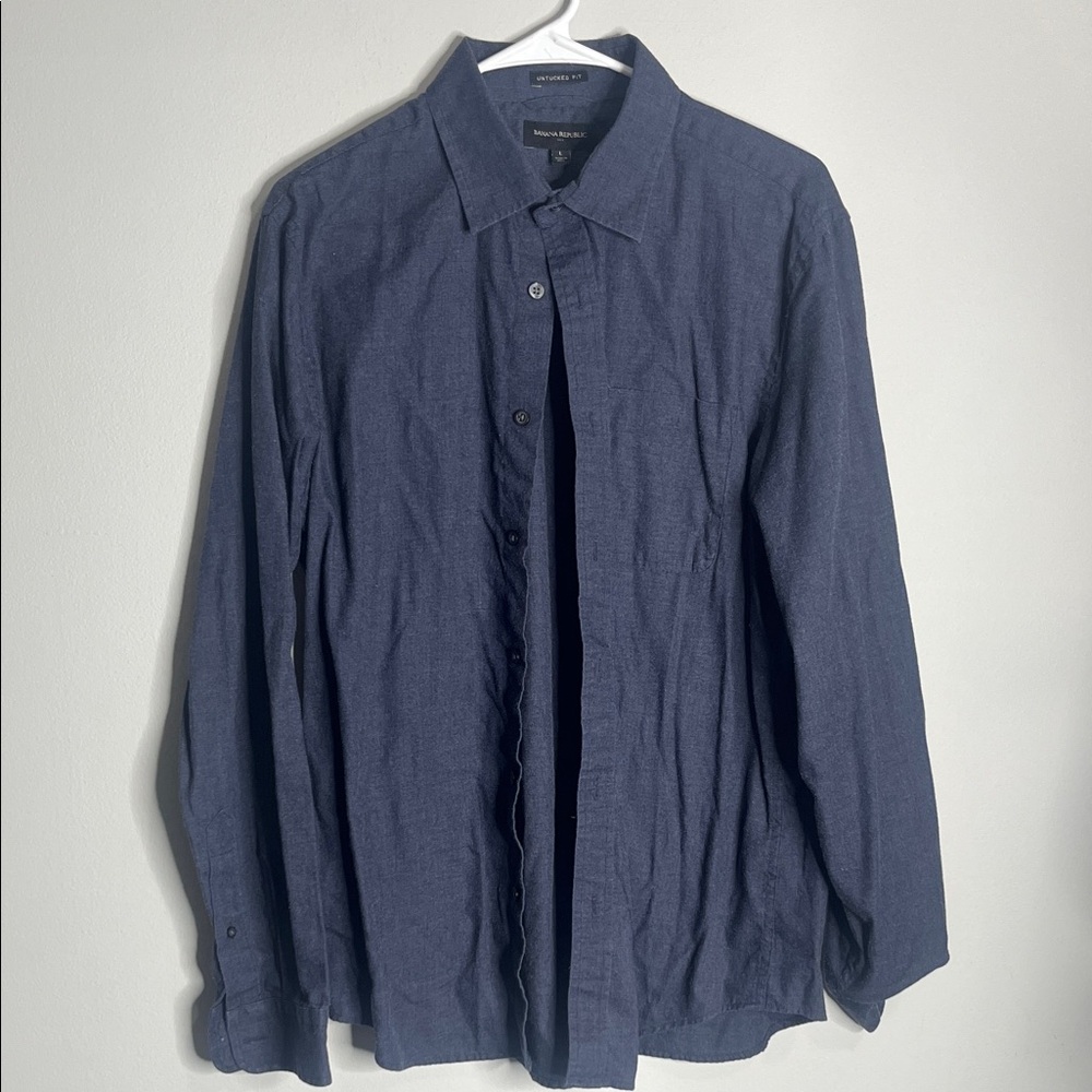 Banana Republic Men's Dark Navy Button-Front Shirt Jacket